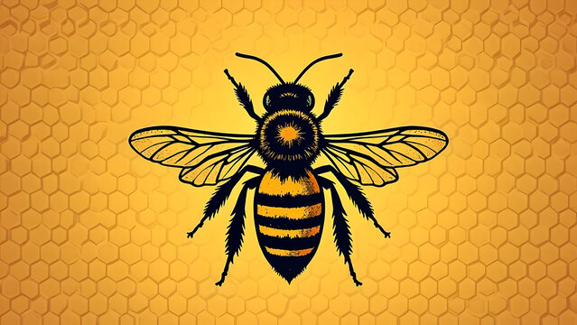  Honey Bee and Beehive &ndash; Nature Illustration of Bees and Hive
