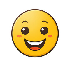 Fototapeta premium Happy yellow face emoji on transparent png background