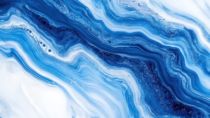 Obraz premium A flowing abstract design featuring shades of blue and white, reminiscent of water or waves, creating a calming visual effect.