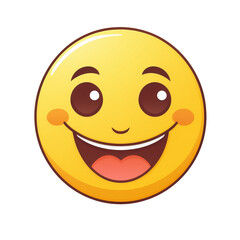 Fototapeta premium Happy yellow face emoji on transparent png background