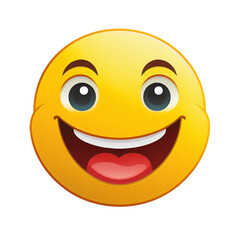 Fototapeta premium Happy yellow face emoji on transparent png background