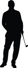 Golf player logo, isolated vector silhouette