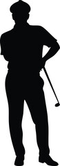Golf player golfer swinging silhouette logo vecto