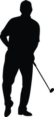 People playing golf in various poses isolated vector silhouette on white backgroun