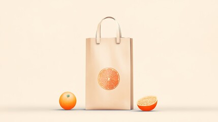 Orange Paper Bag Mockup.