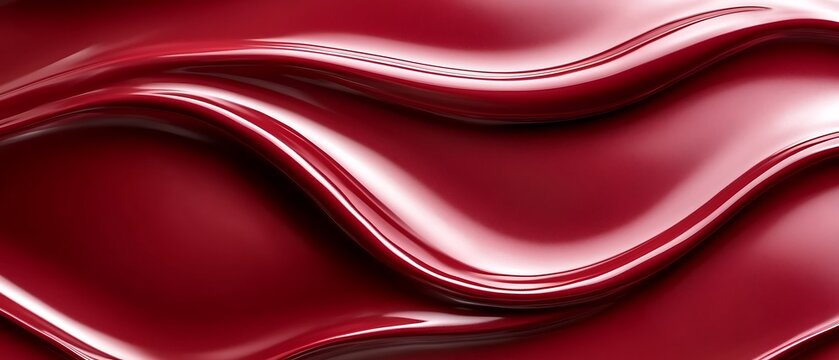 Smooth Wavy Surface Displaying Reflections and Glossy Red Tones