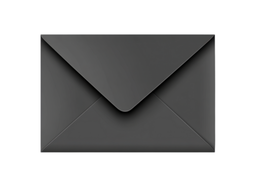 Black Luxury Envelope with Smooth Texture. Isolated on a Transparent Background