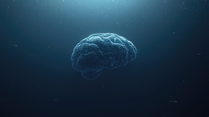 3D brain underwater,  scientific illustration