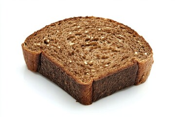 Whole Grain Dark Brown Bread with Seeds on White Background