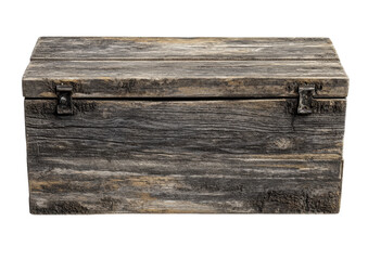 Antique Wooden Storage Box with Aged Texture. Isolated on a Transparent Background