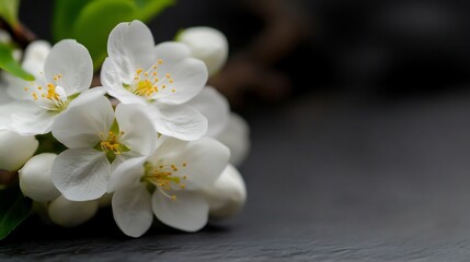 Fototapeta premium Serene White Blossoms on Dark Background