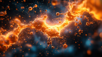 Fototapeta premium Abstract nanotechnology chemistry design, tiny self-replicating molecular patterns forming intricate digital visuals