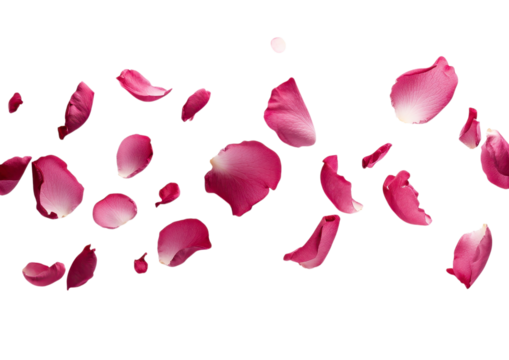 Elegant Rose Petals in Motion with Soft Shadows. Isolated on a Transparent Background - Powered by Adobe
