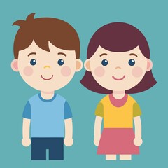 vector illustration of a boy and girl