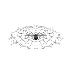 Obraz premium Spiderweb for Black Spider, White Background.
