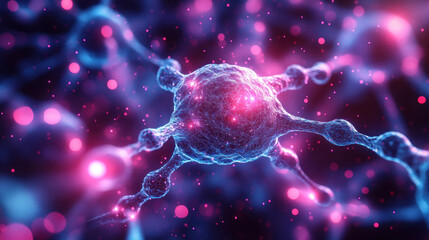 Seamless neural chemistry pattern, brain-inspired synaptic connections forming an AI-powered molecular digital background