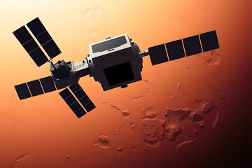 Fototapeta premium Mars Orbiter Views Red Planet Surface from Space