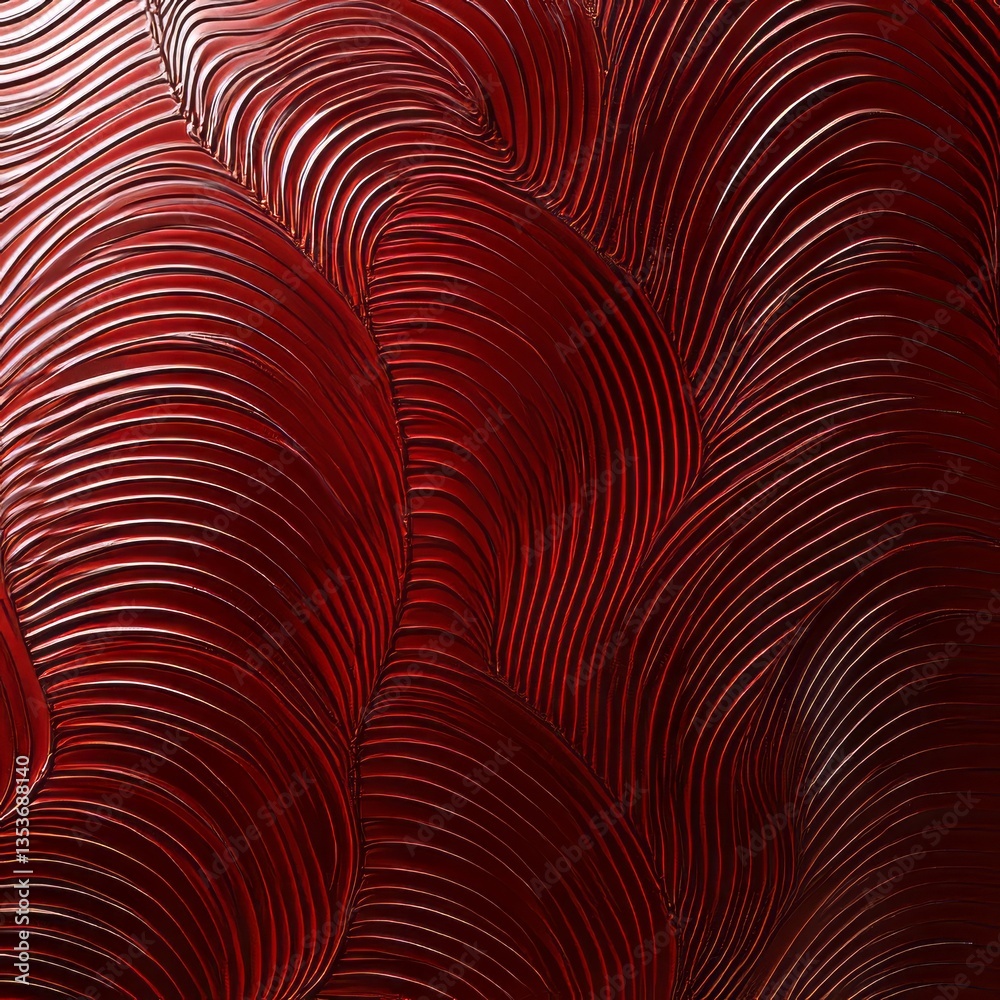 Poster abstract red waves create a captivating visual texture with intricate patterns and smooth lines conv