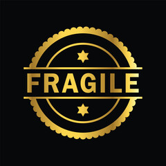 gold color fragile rubber stamp, icon, flat, design, vector, illustrations, education, style, trendy, collections