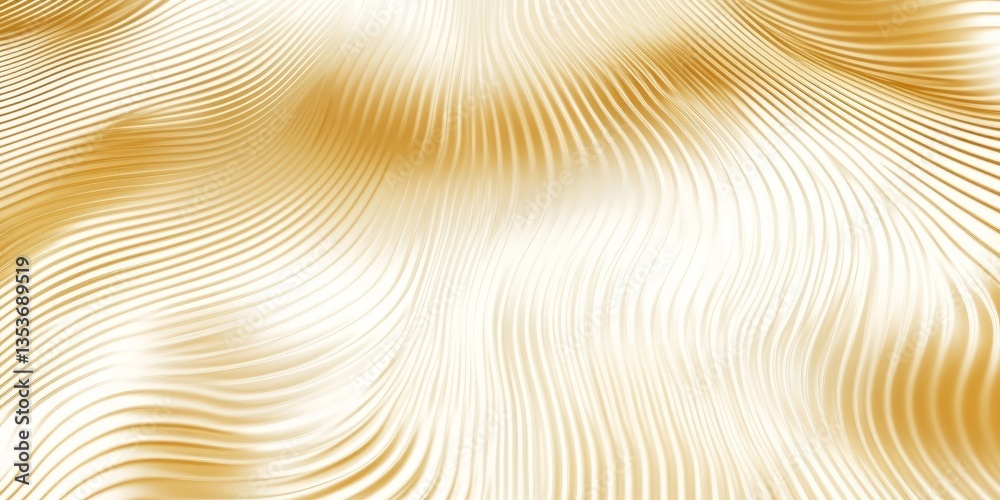 Poster abstraction of undulating golden waves creating a serene backdrop with smooth textures and flowing l