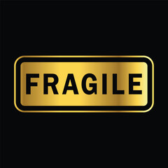 gold color fragile rubber stamp, icon, flat, design, vector, illustrations, education, style, trendy, collections