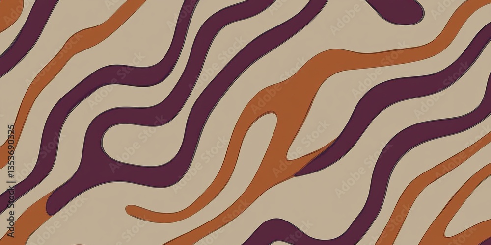 Poster abstract flowing patterns in warm tones create a dynamic visual harmony in a modern design setting