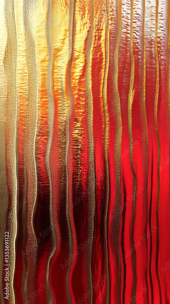 Poster abstract patterns of flowing colors create a vibrant backdrop with warm tones and reflective surface