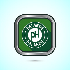 PH balance icon design illustration. Neutral PH balance icon sign, Free acidity concept, Green color shadow button design