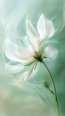 Fototapeta premium 3D abstract blurred background of green white black pastel floral bouquet flowers, grunge soft colors romantic botanical gradient aesthetic flow bloom dreamy vintage texture smoke silk pattern paint