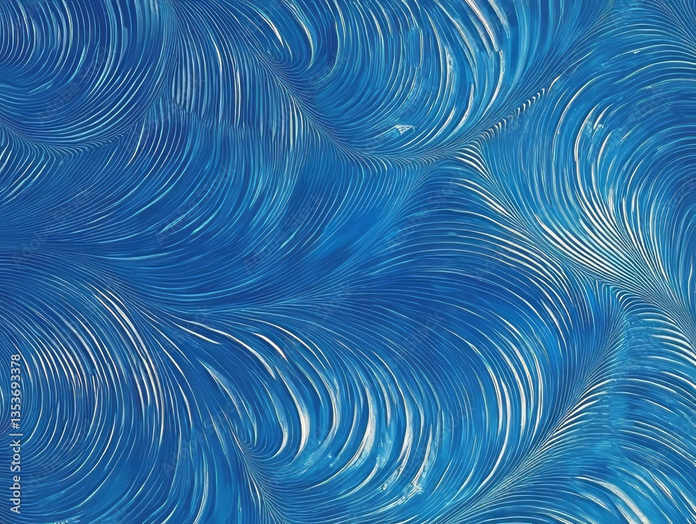 Poster dynamic blue abstract pattern illustrating flowing waves and textures with intricate lines and shape