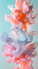 3D abstract blurred background of pink peach babyblue pastel floral bouquet flowers, grunge soft colors romantic botanical gradient aesthetic flow bloom dreamy vintage texture smoke silk pattern paint