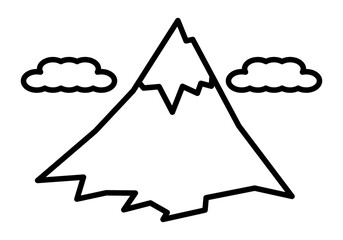 Icono negro de montaña con nubes 