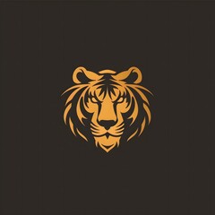 Powerful Golden Tiger Head Logo Design Fierce Wildlife Animal Vector Graphic Illustration