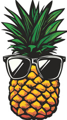Trendy Hipster Pineapple Wearing Sunglasses in Flat Minimalist Vector Art
