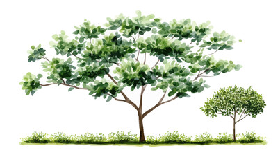 Obraz premium Minimalist Watercolor Green Tree Vector for Landscape and Architecture Design