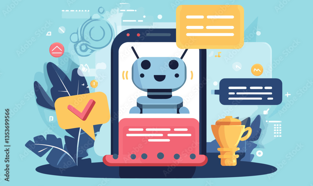 Poster ai chatbot interface in mobile app for digital conversations and dialogue assistance