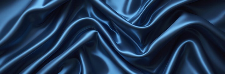 Obraz premium Elegant sapphire charmeuse fabric with flowing folds, a luxurious, textured surface