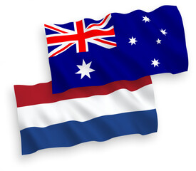 Flags of Australia and Netherlands on a white background