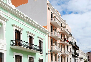 Historical Buildings in the Old Town of San Juan, the Capital of Puerto Rico