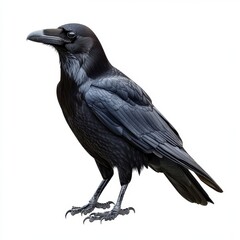 Fototapeta premium Black Raven on White Background