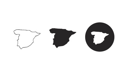 手書きで描いたスペインの地図のベクターイラスト（モノクロ）