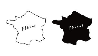 スタンプのような風合いのフランスの地図のベクターイラスト