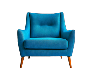 a blue chair with a white background