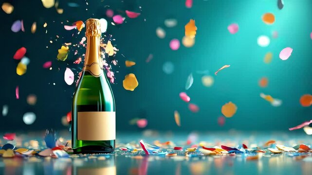 Champagne bottle bursts, a vector of celebration's bubbly liquid