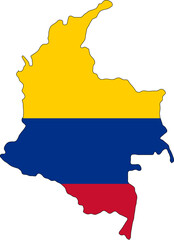 Colombia flag on the map illustration vector with transparent