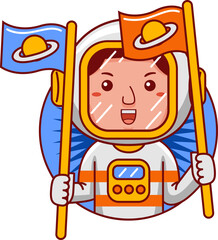 Astronaut Cartoon Character Logo 02