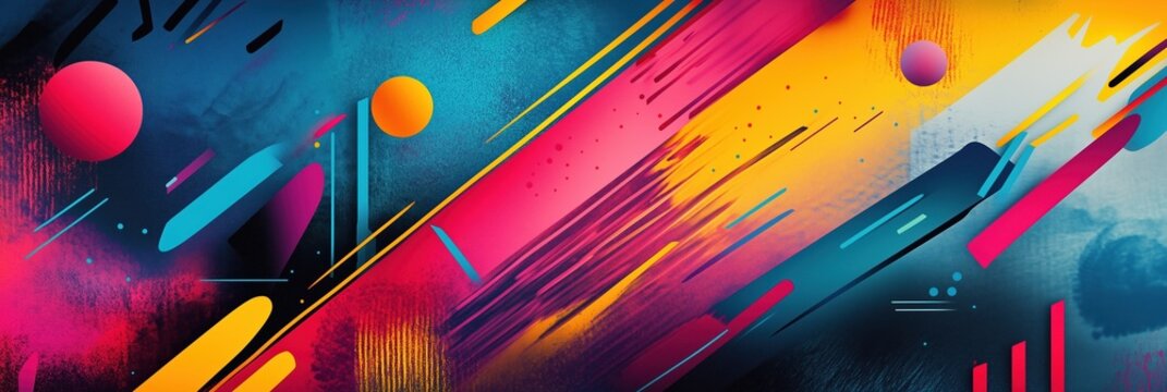 Vibrant multimedia banner featuring abstract designs for engaging visuals