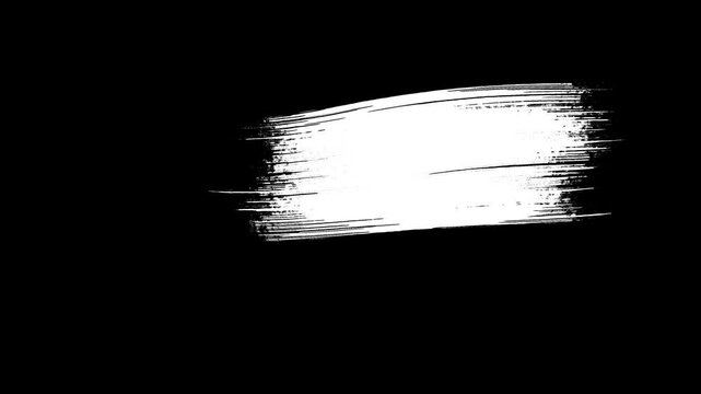 Grunge-style white paint stroke across solid black background, ideal for bold graphic design and artistic textures. White Paint Brush Stroke on Black Background white paint stroke