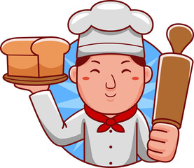 Baker Cartoon Character Logo 03