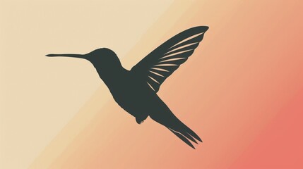 A flat design icon of a hummingbird in silhouette.